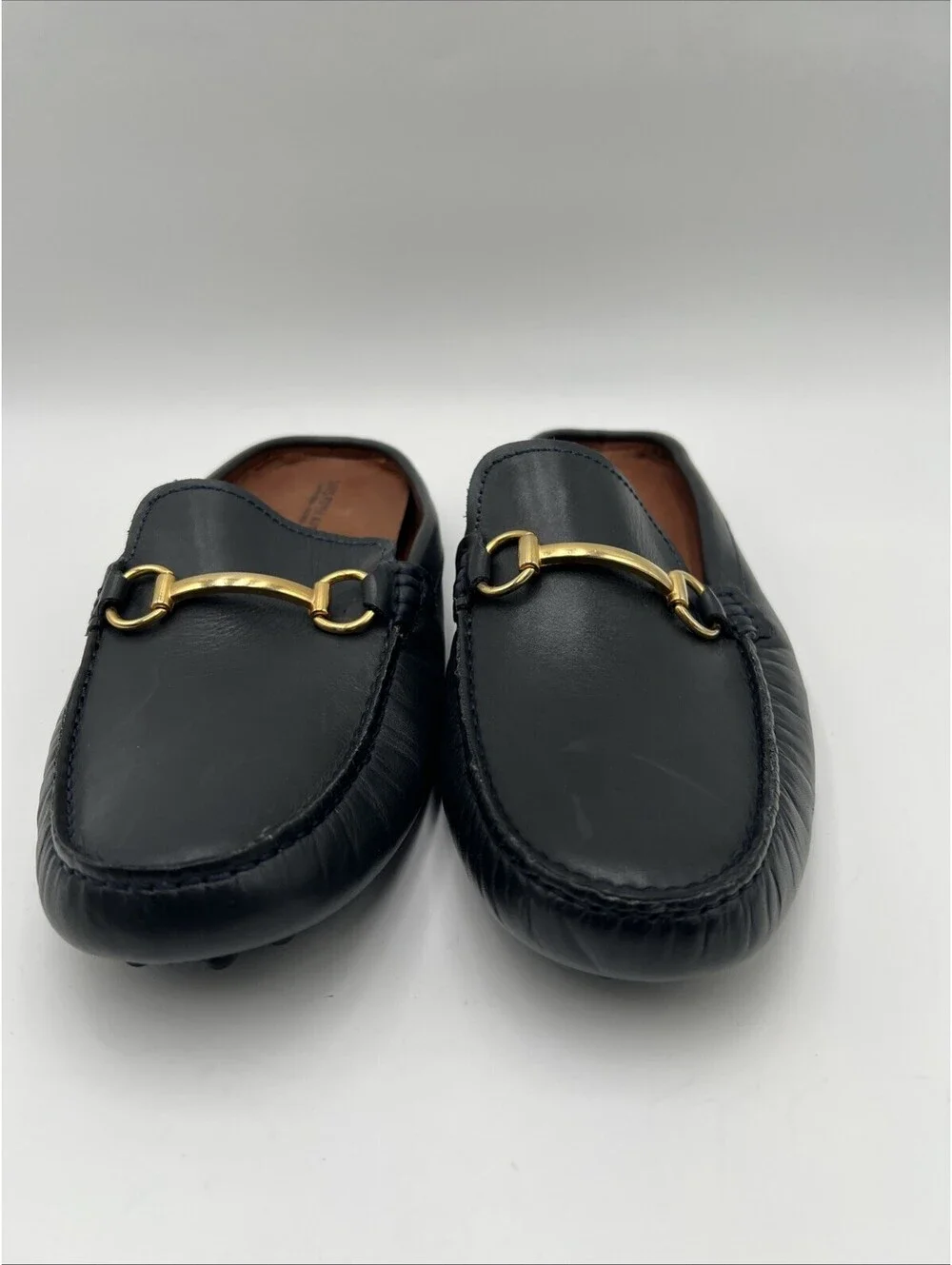 Men’s Saks Fifth Avenue Dark gray leather horsebit mule loafer Size 8M